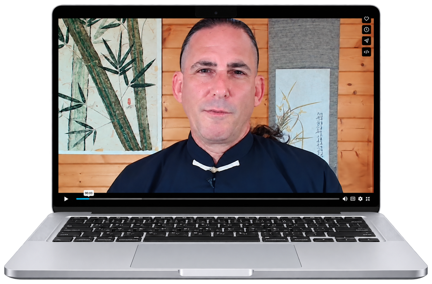 Jeff Primack teaching a food-healing lesson on an open laptop