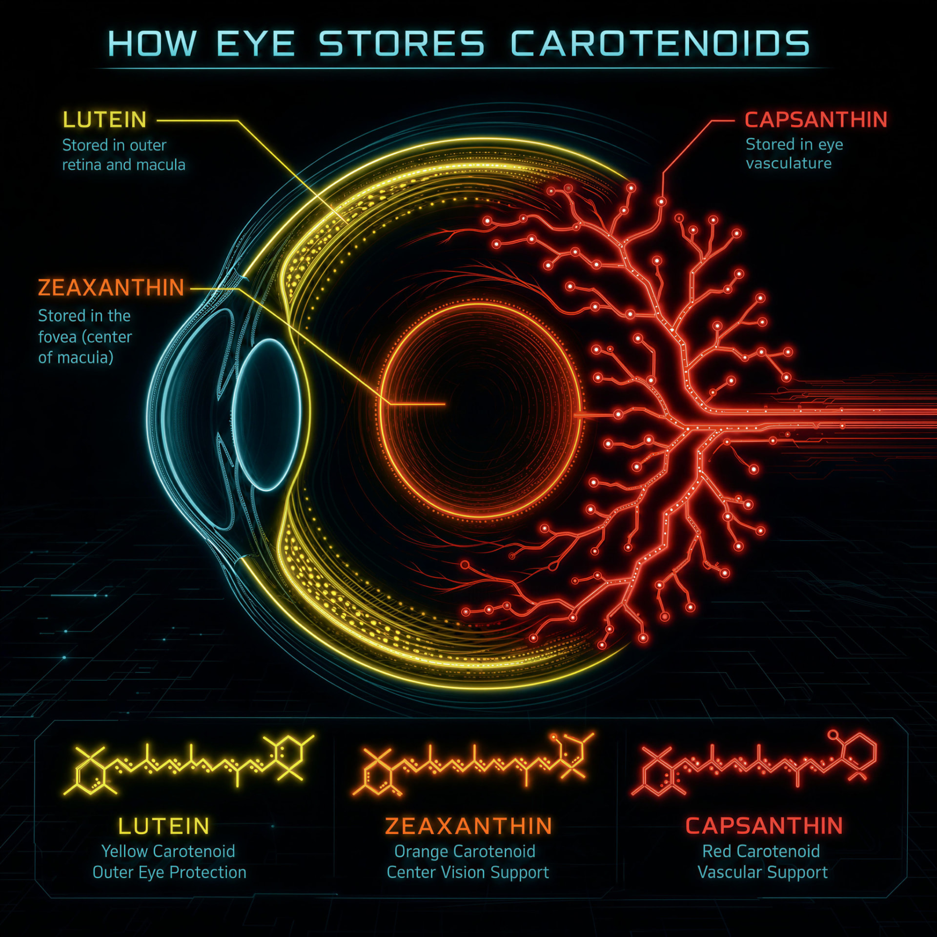 Infographic showing how the eye stores carotenoids